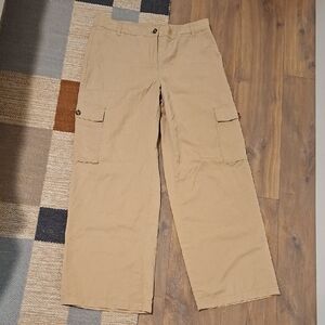 RW & Co Women's Tan Cotton & Lyocell Wide-leg Cargo Pants (Size 14/US XL)